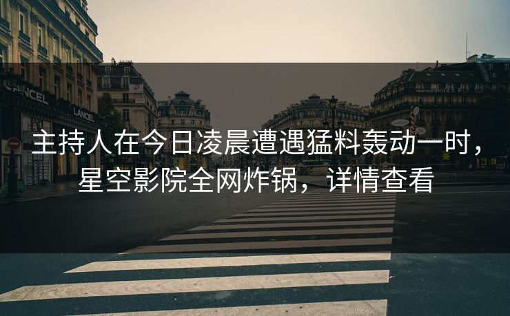 主持人在今日凌晨遭遇猛料轰动一时，星空影院全网炸锅，详情查看