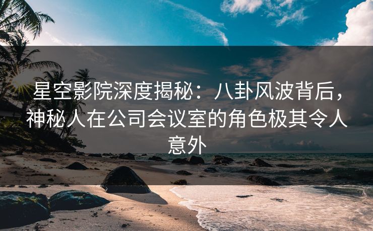星空影院深度揭秘:八卦风波背后,神秘人在公司会议室的角色极其令人意外 星空影院深度揭秘:八卦风波背后,神秘人在公司会议室的角色极其令人意外
